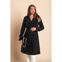 Trenci Elegant Cu Nasturi, Negru