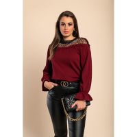 BluzÄƒ ElegantÄƒ Cu Volane, Visiniu