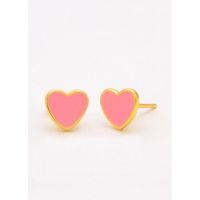 Cercei Mini In Forma De Inima, Culoare Roz