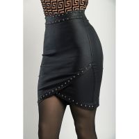 FustÄƒ Mini Din ImitaÈ›ie De Piele Cu Nituri Decorative, NeagrÄƒ