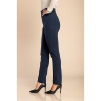 Pantaloni Eleganti Cu Talie Elastica, Albastru Inchis