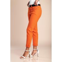 Pantaloni Skinny Din Bumbac, Portocalii
