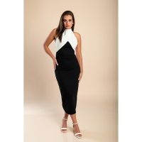 Rochie LungÄƒ ElegantÄƒ, Alb-Negru