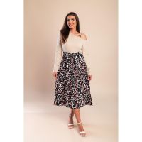 Rochie Midi Cu Imprimeu Leopard, Bej