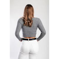 Top Tricotat Cu Decolteu Rotund, Gri
