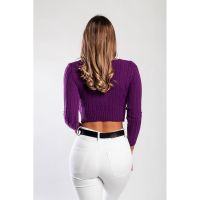 Top Tricotat Cu Decolteu Rotund, Violet