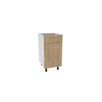 Corp Baza Karo, 1 Sertar, 1 Usa, Lemn Natural/Alb, 40 x 50 x 80 cm
