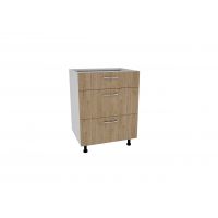 Corp Baza Karo, 3 Sertare, Lemn Natural/Alb, 60 x 50 x 80 cm