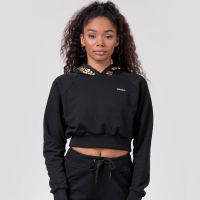 Hanorac pentru femei Cropped Golden Intense Black - NEBBIA