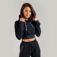 Hanorac pentru femei Essential Cropped Hoodie Black - STRIX