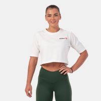 Tricou pentru femei Crop Top Minimalist Logo Cream - NEBBIA