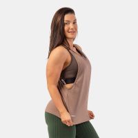 Maiou pentru femei Loose Cross Back Tank Top Brown - NEBBIA