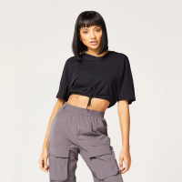 Tricou pentru femei Code V Neck Cropped Black - SQUATWOLF