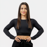 Tricou pentru femei Crop Intense Perform Black - NEBBIA
