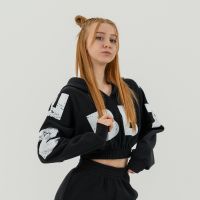 Hanorac pentru femei Cropped Muscle Mommy Black - NEBBIA