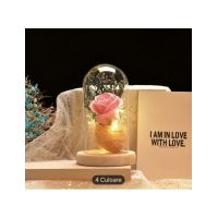 Trandafir criogenat artificial in cupola 15 cm cu lumina led engros