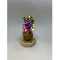 Trandafir criogenat artificial in cupola 15 cm cu lumina led engros