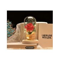 Trandafir criogenat artificial in cupola 15 cm cu lumina led engros