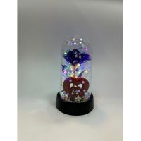 Trandafir de sticla artificial in cupola din plastic cu lumina led