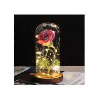 Trandafiri criogenat Mov in cupola 21 cm cu lumina led engros