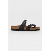 Birkenstock șlapi de piele femei, culoarea negru, cu toc plat 171481-Schwarz