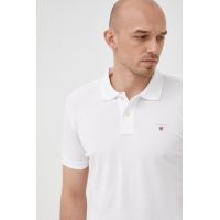 Gant polo de bumbac culoarea alb, neted