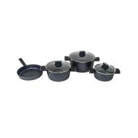 Set oale, 7 piese din aluminiu,compus din 3 oale cu manere ,1 tigaie, 3 capace sticla termorezistent / ZLN 0959 Engros