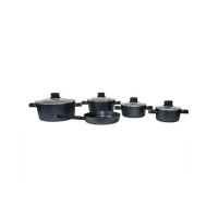 Set oale, 9 piese din aluminiu, compus din 4 oale cu manere ,1 tigaie, 4 capace sticla termorezistente / ZLN 0942 Engros