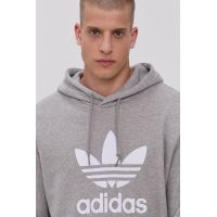 Adidas Originals hanorac de bumbac H06669 bărbați, culoarea gri, cu imprimeu H06669-MGREY/WHT