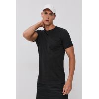 !SOLID Tricou din bumbac culoarea negru, material neted