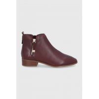 Aldo Cizme de piele femei, culoarea bordo, cu toc plat