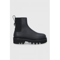 Furla Cizme de piele femei, culoarea negru, cu platformă