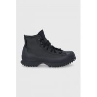 Converse ghete de piele femei, culoarea negru, cu platformă 171427C.BLACK-BLACK
