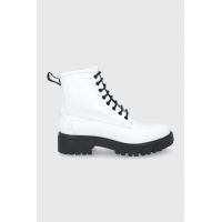 Hugo Bocanci de piele femei, culoarea alb, cu toc plat