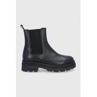 Trussardi Ghete Chelsea de piele femei, culoarea negru, cu toc plat