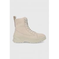 Vagabond Shoemakers Bocanci de piele femei, culoarea galben, cu toc plat, izolat