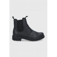 Wojas Ghete Chelsea de piele femei, culoarea negru, cu toc plat, izolat