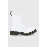 Dr. Martens bocanci de piele femei, culoarea alb, cu toc plat 26802543-Optical.Wh