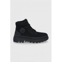 Palladium Cizme de piele femei, culoarea negru, cu platformă, izolare usoara