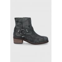 Superdry Cizme de piele femei, culoarea verde, cu toc drept