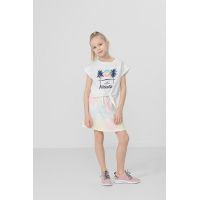 4F fusta din bumbac pentru copii culoarea alb, mini, evazati