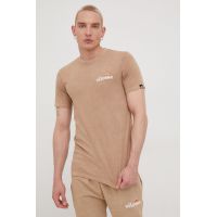 Ellesse tricou din bumbac culoarea maro, cu imprimeu SHM13143-GREEN