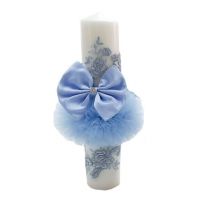Lumanare eleganta pentru botez culoare bleu, en-gros