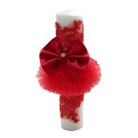 Lumanare eleganta pentru botez culoare rosie, en-gros