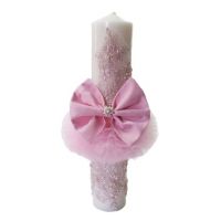 Lumanare eleganta pentru botez culoare roz, en-gros