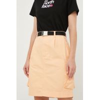 The North Face fusta din bumbac culoarea bej, mini, drept