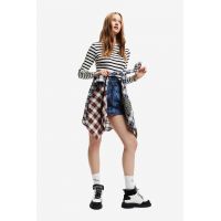 Desigual fusta jeans culoarea albastru marin, mini, drept