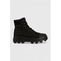G-Star Raw bocanci din piele intoarsa Noxer Hgh femei, culoarea negru, cu toc plat