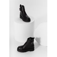 Answear Lab cizme de piele femei, culoarea negru, cu platforma