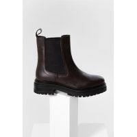 Answear Lab ghete chelsea de piele femei, culoarea maro, cu toc plat